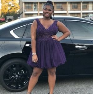 Embroidered Sheer Plus Size Dress with V-Back